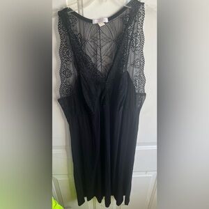Fleur’t Iconic Womens Black Lace T-Black Lingerie Chemise Size Large‎